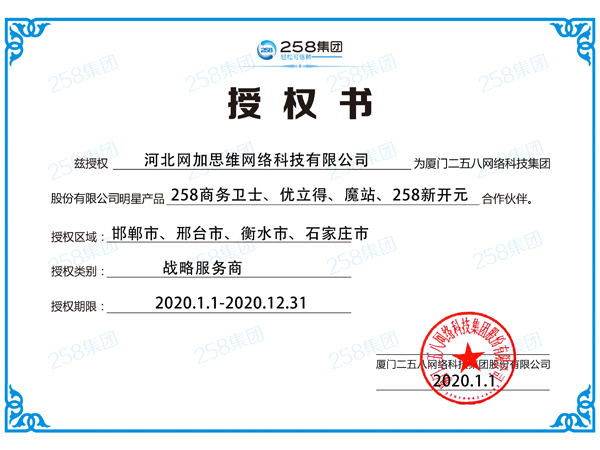 258產品授權書